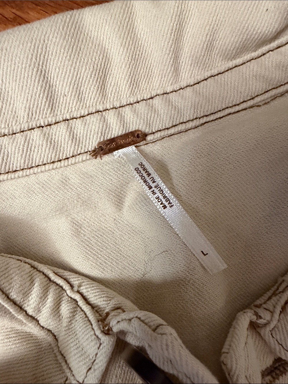FREE PEOPLE Classic Women's Cream Utility Jacket SIZE L - Picture 2 of 3